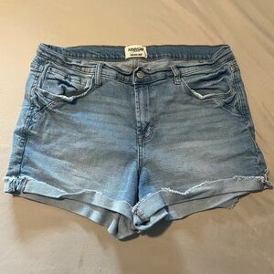 Kensie Washed Light Blue Denim Roll-Cuff Shorts